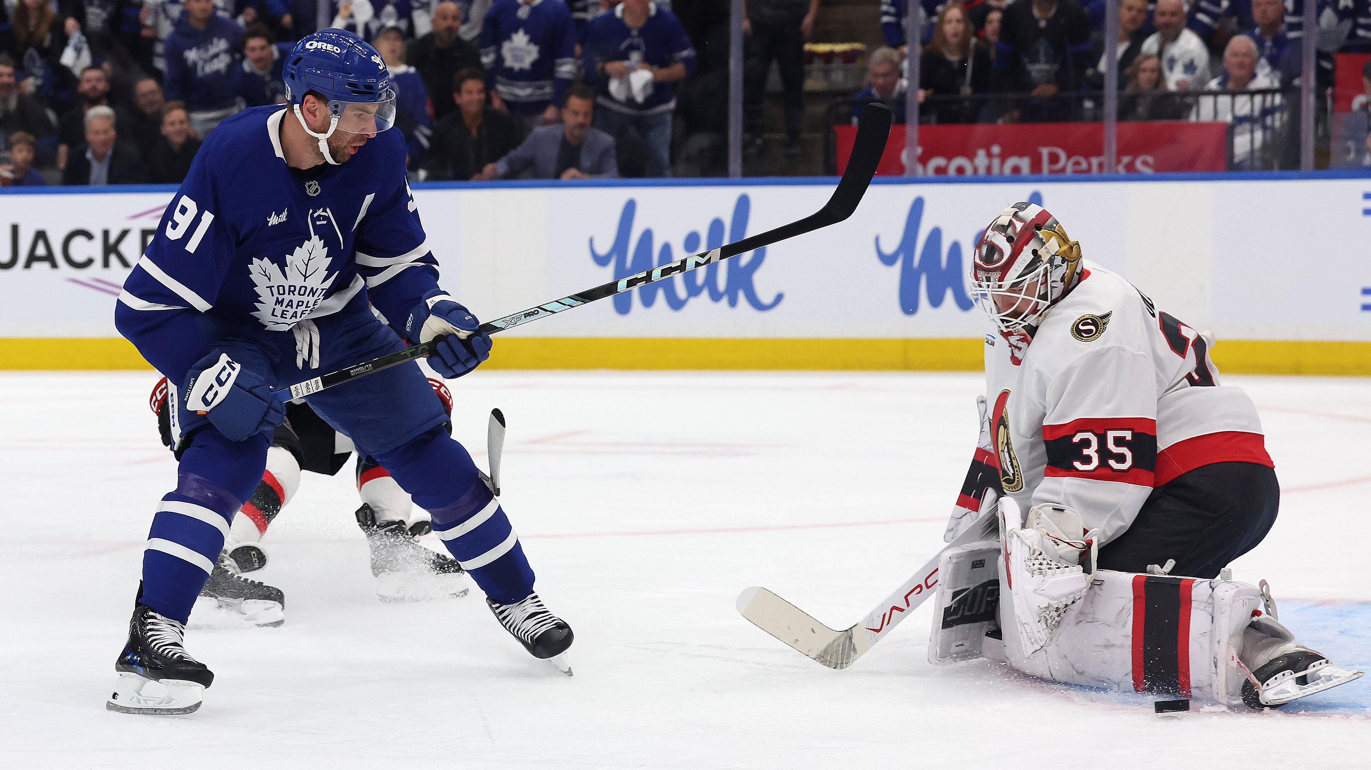 Toronto Maple Leafs play the Ottawa Senators in game five in the first round of the NHL Stanley Cup Playoffs